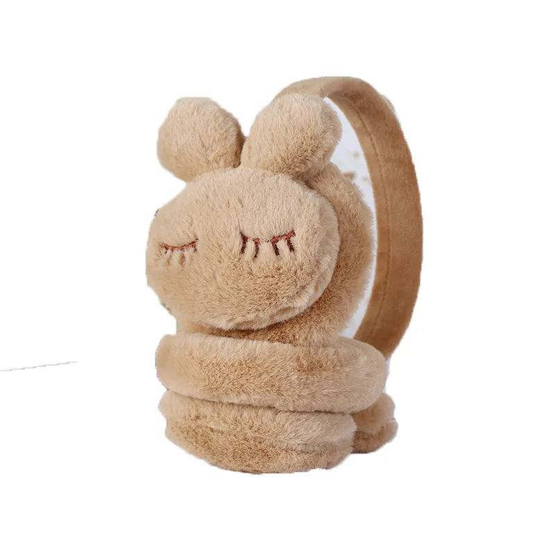 Cute cartoon kids rabbit earlap earmuffs headband to stay cozy with winter outdoor warmth! plush, thick, and soft earmuff - adjustable ear cover accessories for fashionable girls