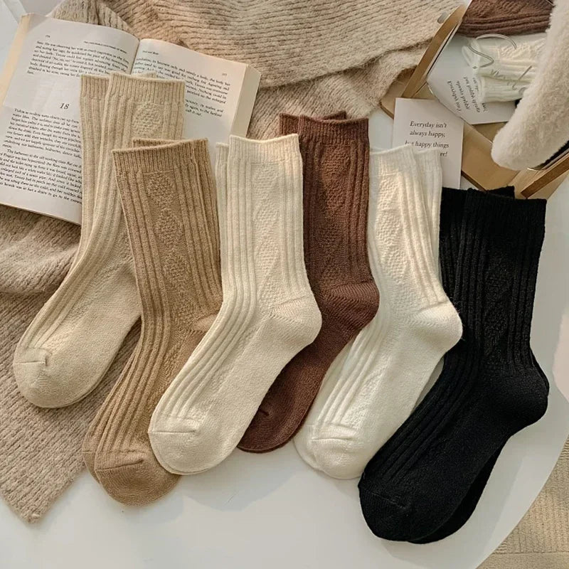 Versatile Wool Medium-Tube Socks for Women for Cozy Elegance 6 Pairs set