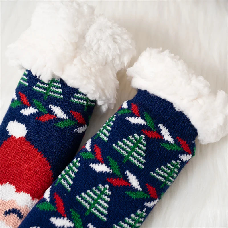 Winter kids cartoon Christmas socks warm Non-slip thermal cute family Socks