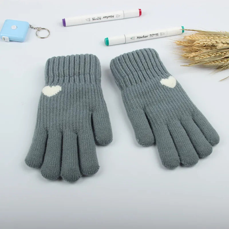 Winter warmth with cat and bird printed thermal knitted cashmere feel gloves - energize your cold days with cozy comfort women or teens girls gloves