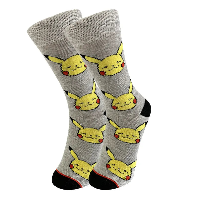 Anime-inspired Gengar & Pikachu pokemon socks for kids men women
