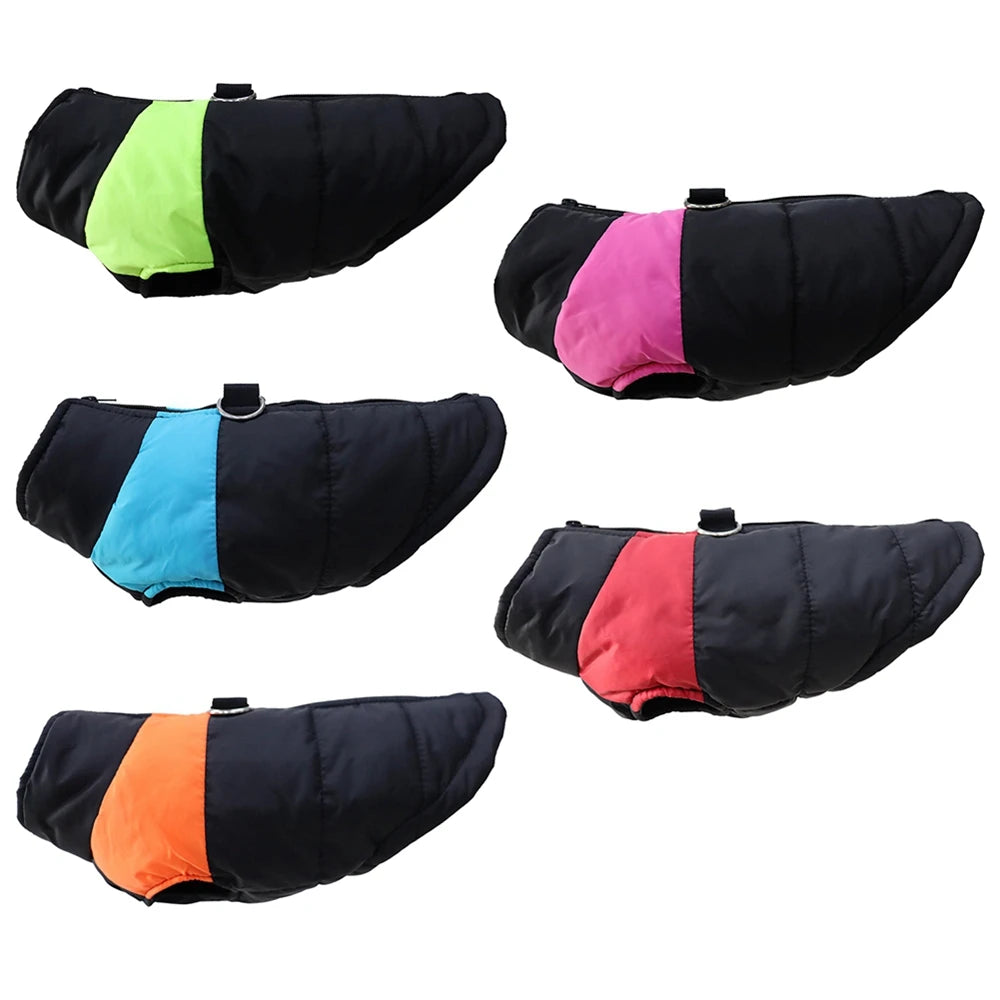 Waterproof padded winter vest for dogs to stay dry and warm
