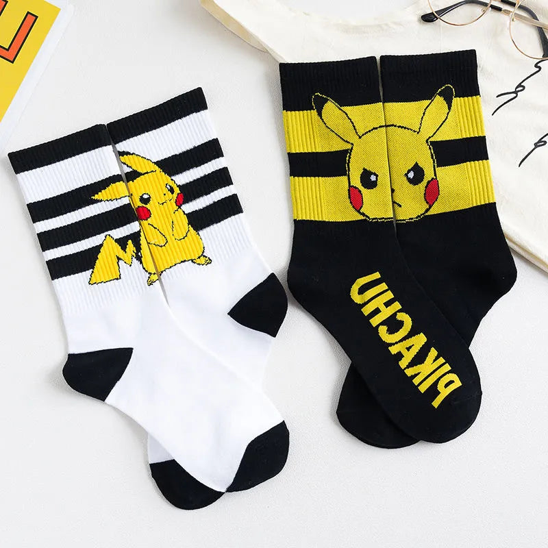 Pikachu & Friends cartoon anime socks for men and women ankle socks with Charmander Kawaii Winter Cotton