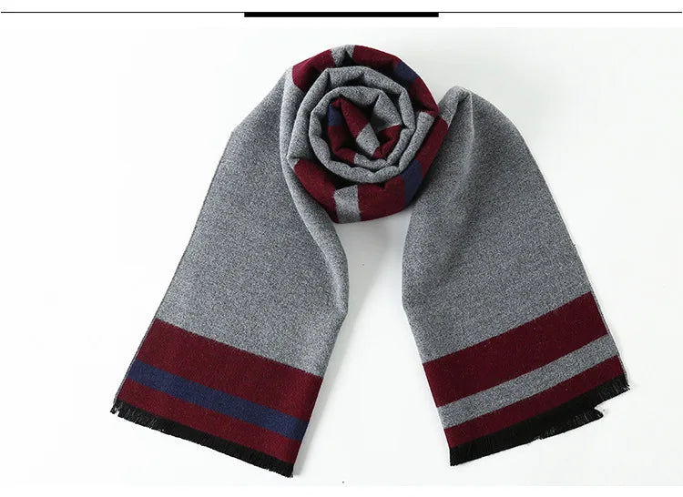sophisticated cashmere blend warm plaid men's Scarf for winter, casual-business look perfect Gift