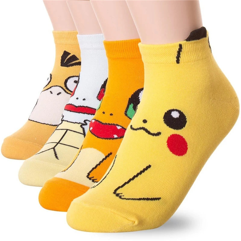 Pikachu & Friends cartoon anime socks for men and women ankle socks with Charmander Kawaii Winter Cotton
