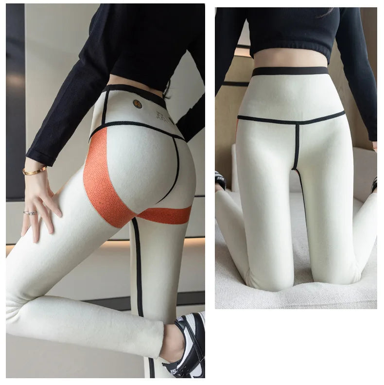 Extra thick lamb velvet shark leggings - women's high waist butt lifter black thermal fleece warm leggings for autumn winter