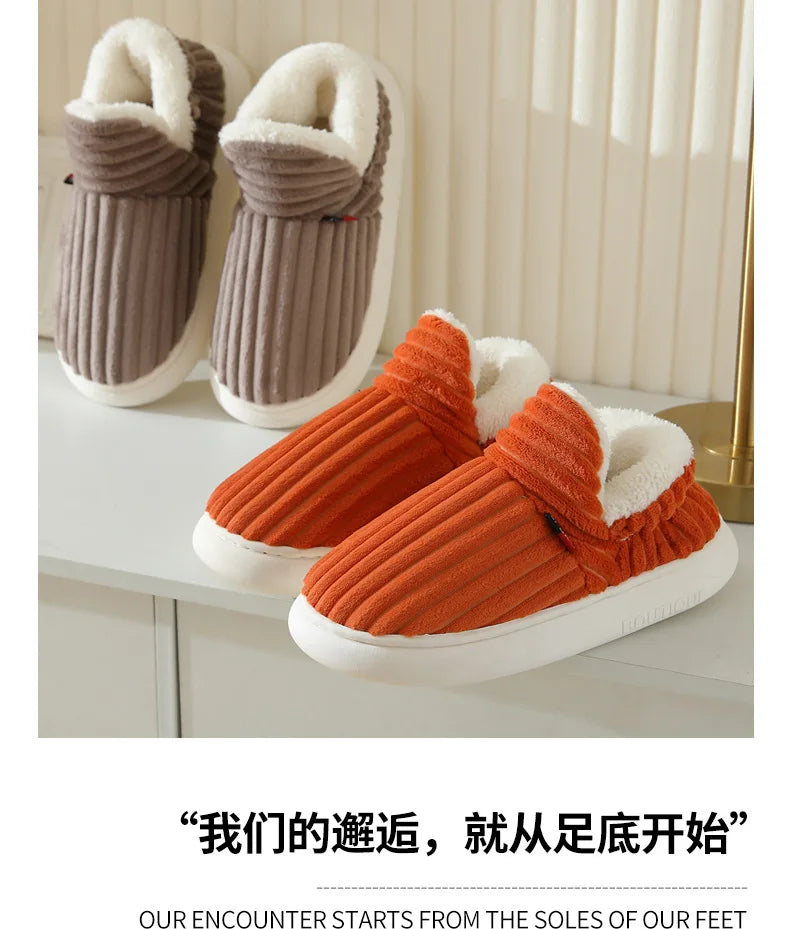 Unisex Cotton Slippers great Winter Plush Shoes, for Casual Warmth & Snowy Days men women