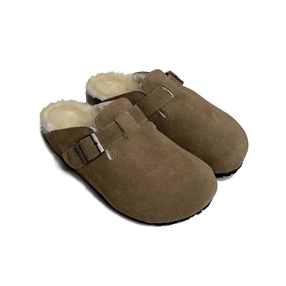 Un confort intemporel avec nos chaussons d'hiver en cuir de vache naturel à l'élégance classique chaud moelleux cosy pour femme