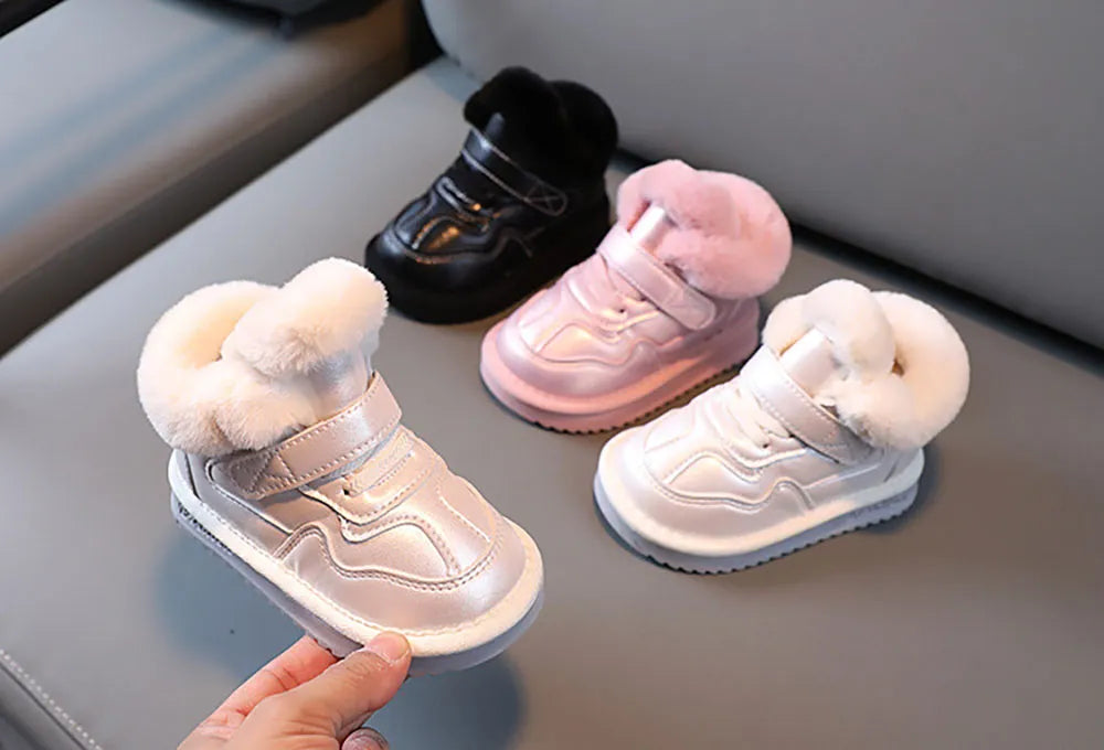 Winter snow Boots for girls with plush for warmth, Anti-Slip comfort, and soft-soled velvet luxury for Kids