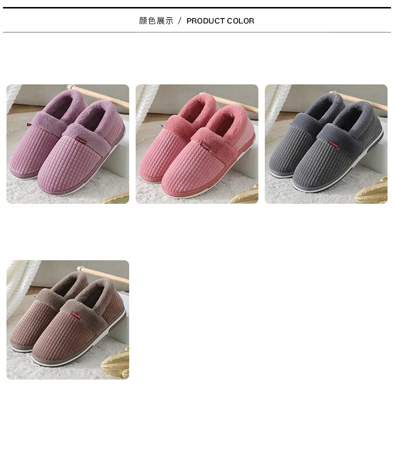 Pantoufles en coton pour hommes et femmes, grandes pantoufles d'hiver chaudes et épaisses en peluche, chaudes et décontractées