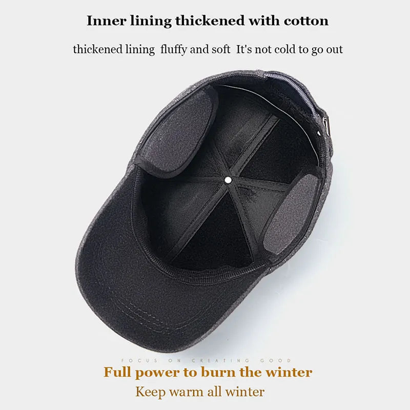 Men's Winter Ear-Protected Baseball Caps for ear protection Adjustable, Outdoor Warmth with Earmuffs Design