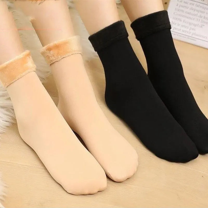 Thermal socks for women winter warm thick fleece wool cotton blend for Snow or home