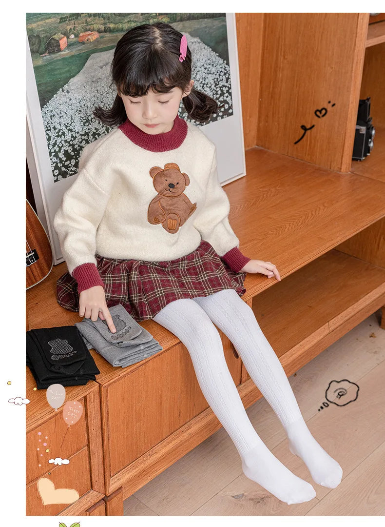 Velvet feel cotton warm Leggings for girls Children's Tights for Autumn Winter Baby long socks girls for school or gift