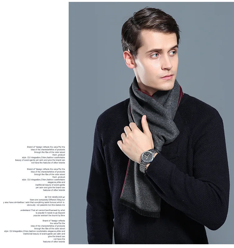 sophisticated cashmere blend warm plaid men's Scarf for winter, casual-business look perfect Gift