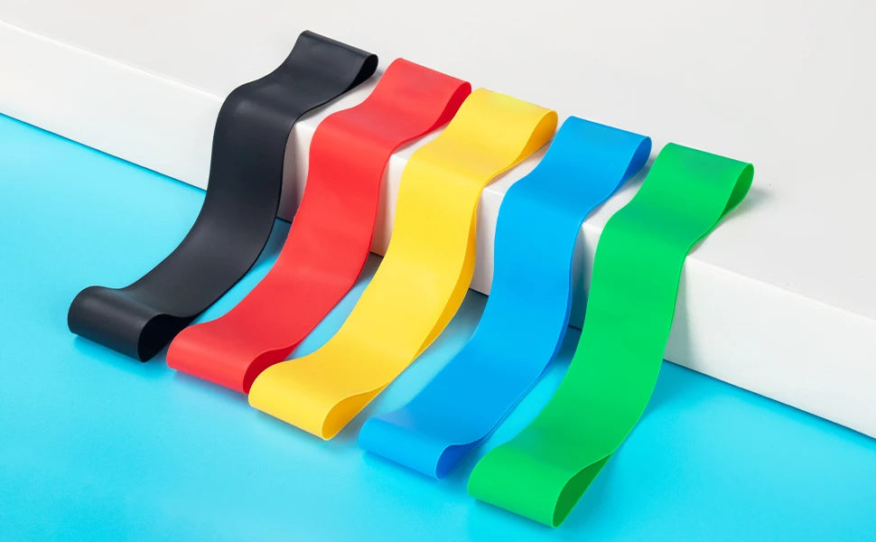 Enhance your home Workout with this set of 5 resistance Loop exercise bands for fitness, Strength Training, and Physical Therapy for yoga pilates muscle strenth training stretching and more