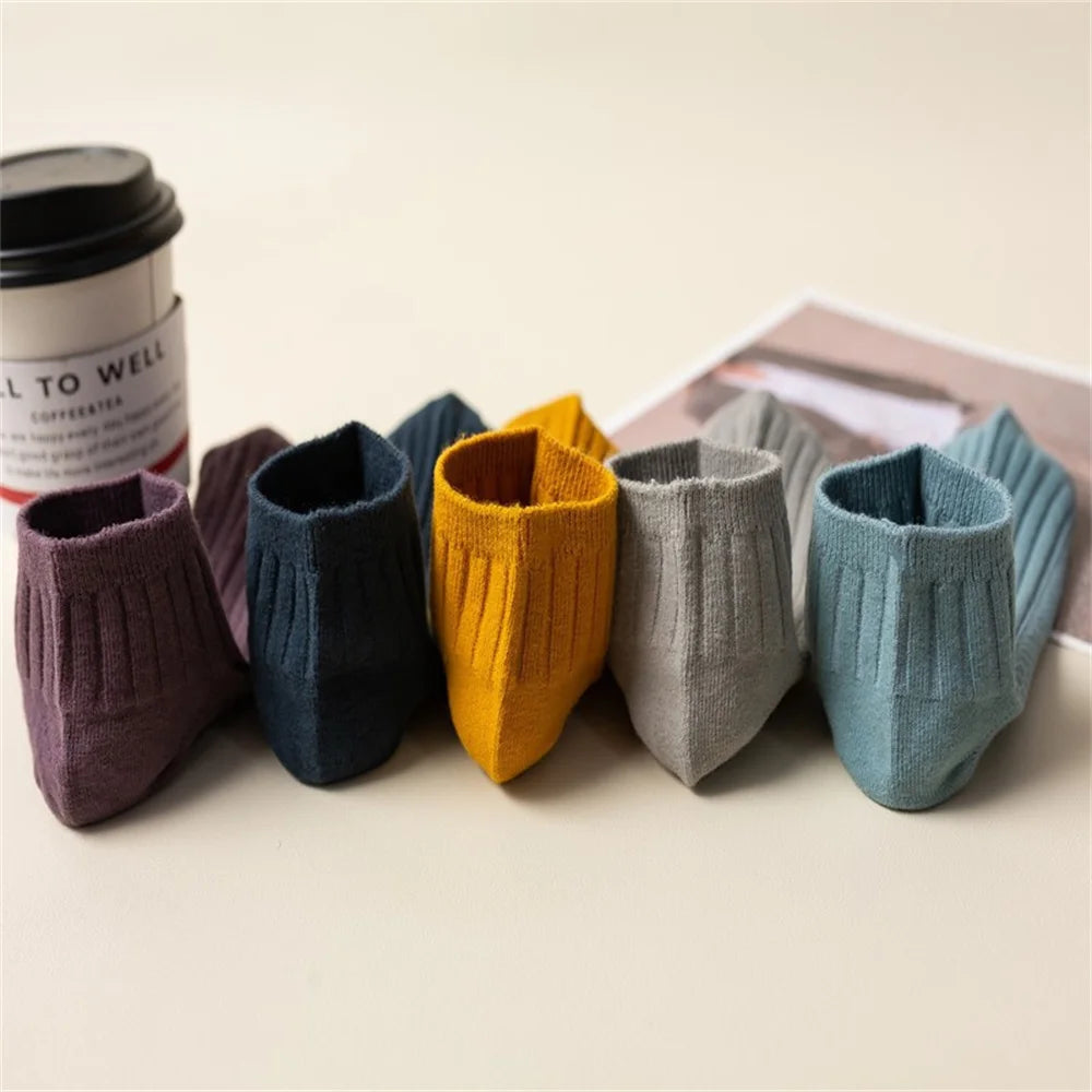 Premium ribbed cotton socks set of 5 pairs of high-quality short low tube sports socks for men and women