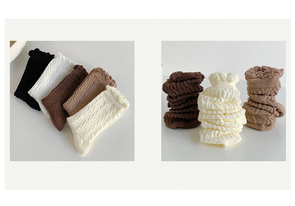 Chic striped women's mid-tube socks - 2 pairs set