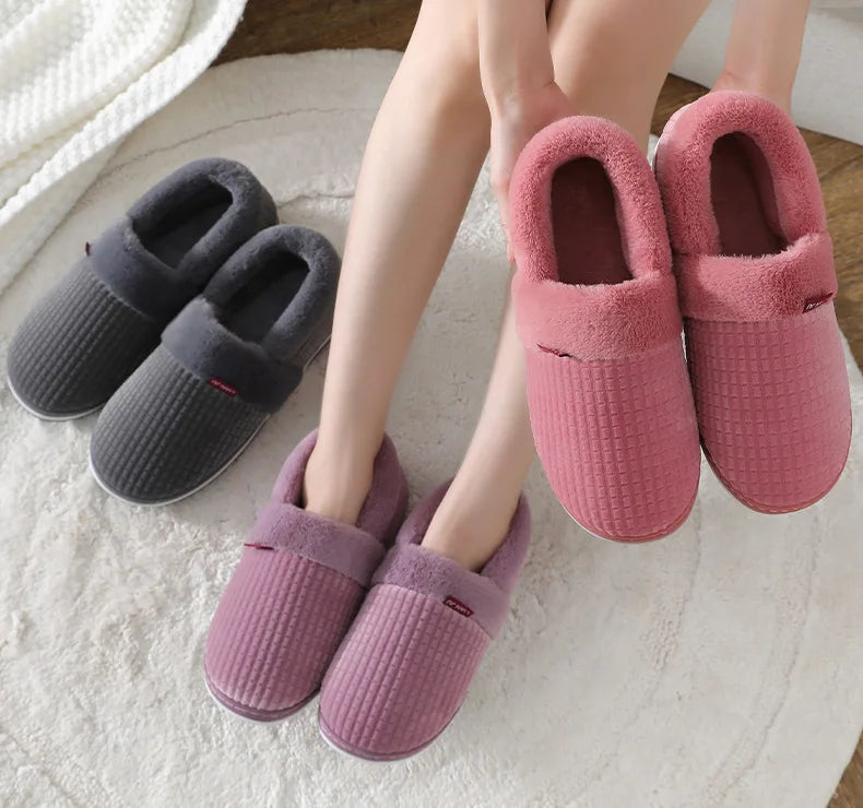 Pantoufles en coton pour hommes et femmes, grandes pantoufles d'hiver chaudes et épaisses en peluche, chaudes et décontractées