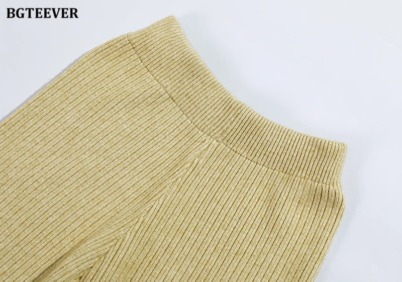 Elevate your winter wardrobe with our chic Knitted 2-Piece Set for women, boasting a turtleneck collar and high-waisted wide-leg pants. This cozy loungewear coy exudes both comfort and sophistication