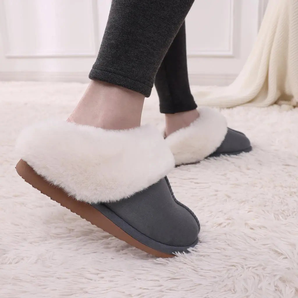 Suede Fur Slides warm winter slipers Luxury Comfort for Women brown grey beige black colours available great gift!