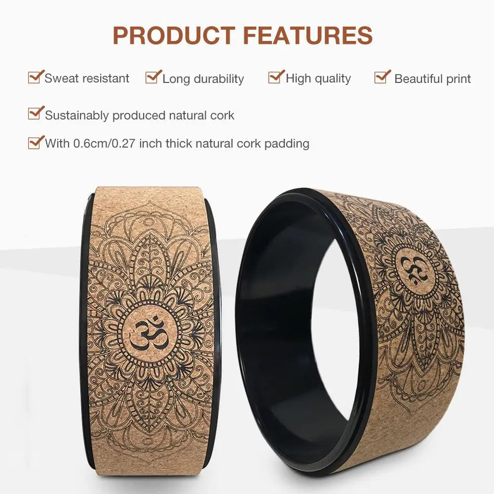 Enhance your practice with our premium natural cork yoga wheel: elevate back bending, stretching, and pilates with this hollow fitness circle - essential yoga accessory!