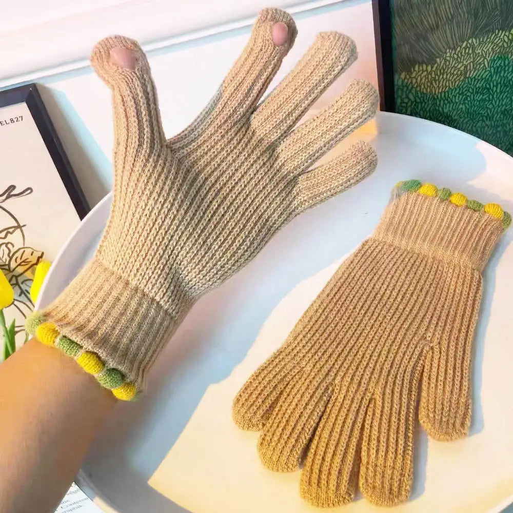 Winter warmthwith cat and bird printed thermal knitted cashmere feel gloves - energize your cold days with cozy comfort women or teens girls gloves