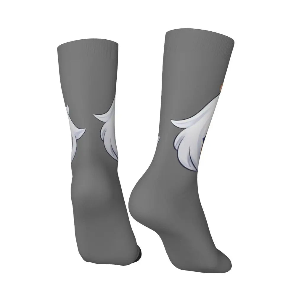 Chibi paimon Genshin anime impact unisex happy Socks from cotton blend for A Year-Round Delight for Fans