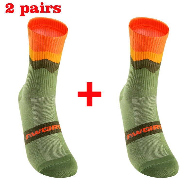 2 Paar atmungsaktive Kompressions-Radsocken für Herren