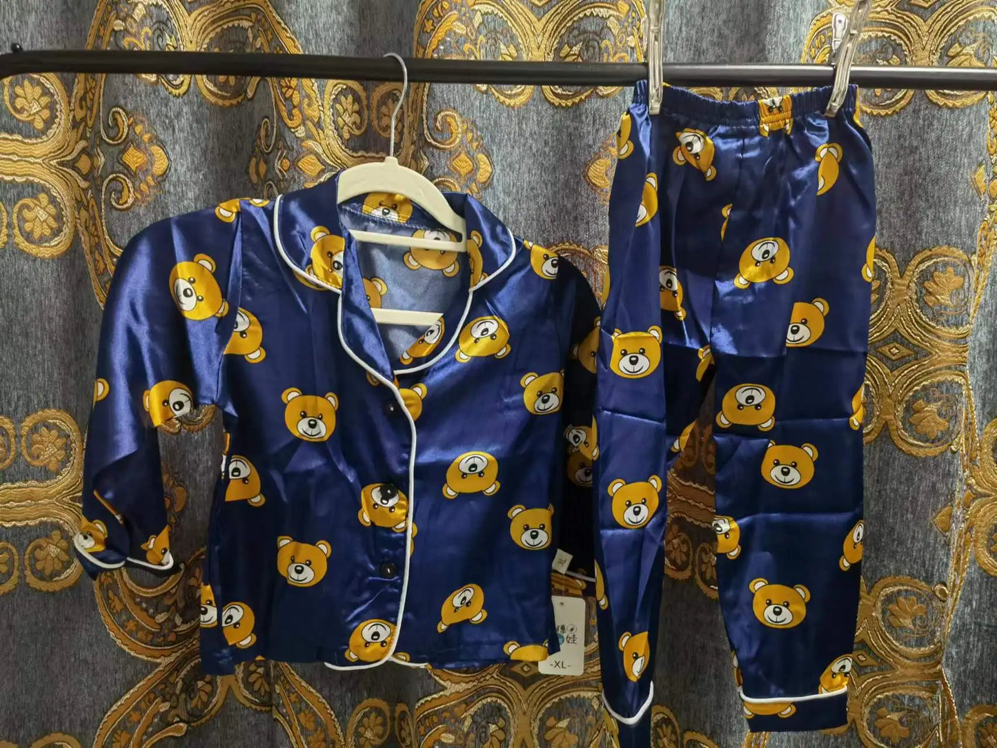 Toddler baby kids silk satin pajamas pyjamas set sleepwear suit boys girls sleep two piece set autumn kids loungewear