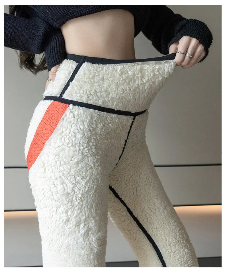 Extra thick lamb velvet shark leggings - women's high waist butt lifter black thermal fleece warm leggings for autumn winter