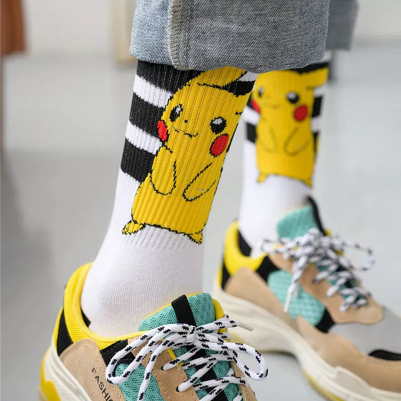 Pikachu & Friends cartoon anime socks for men and women ankle socks with Charmander Kawaii Winter Cotton
