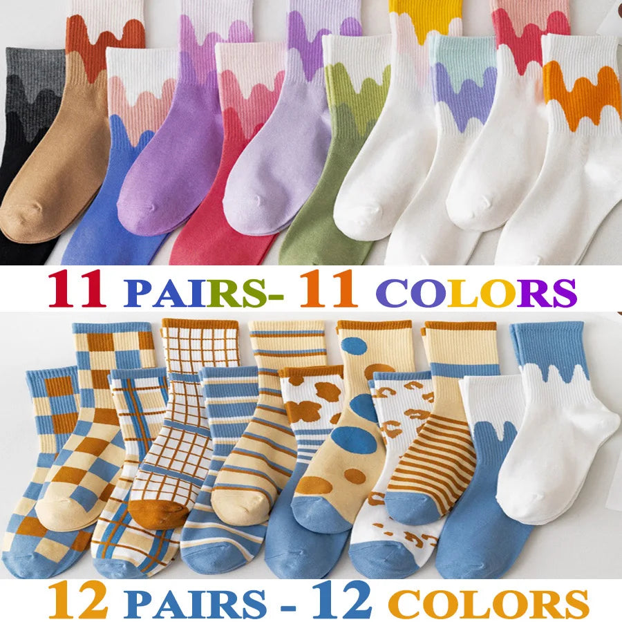 5 Pairs of Cotton Long Socks for Girls and Women for Heartfelt Comfort