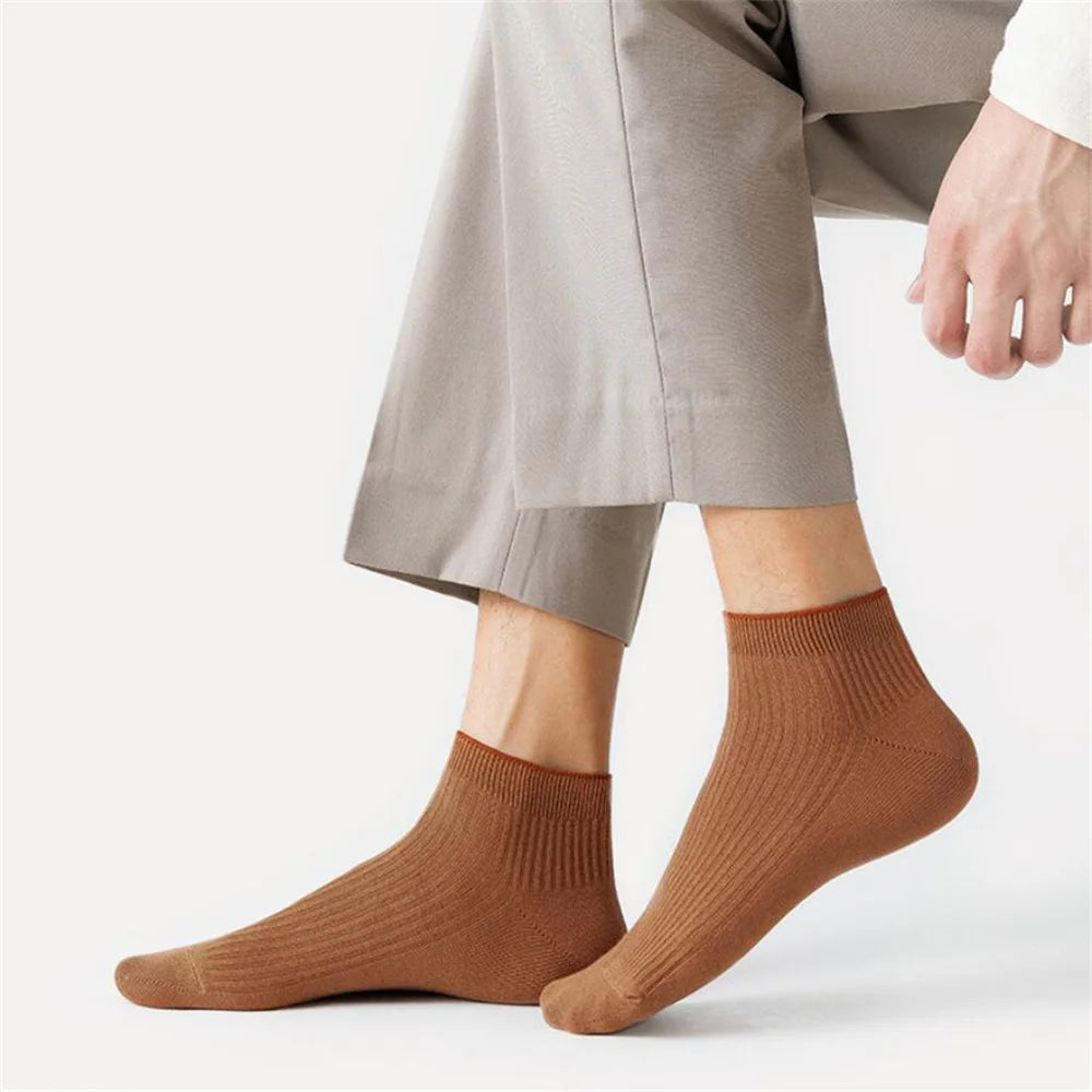 Premium ribbed cotton socks set of 5 pairs of high-quality short low tube sports socks for men and women