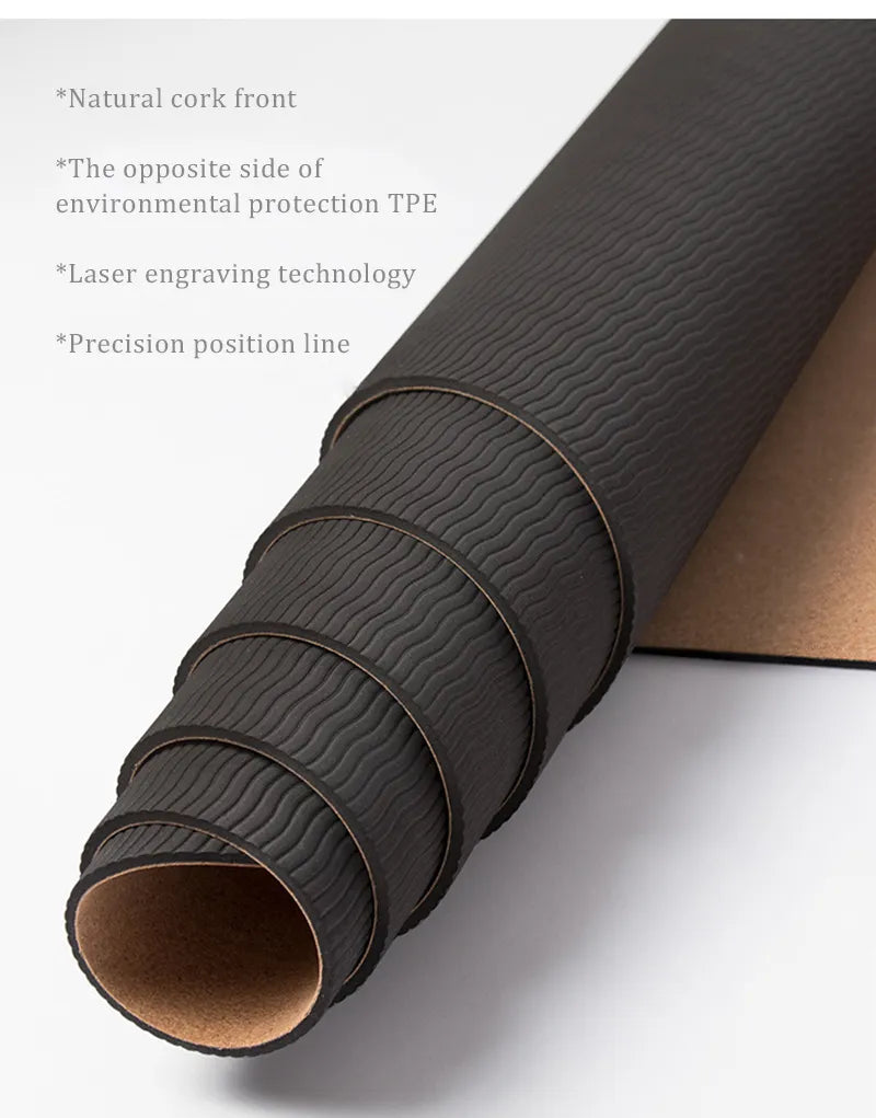 Mandala natural sustainable eco friendly 4mm natural cork TPE printed Yoga Pilates mat for inner peace and harmony with this with Non-slip design and sweat-absorbing properties, complete with carry bag"