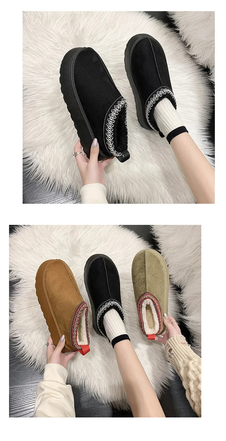 Winter cozy soft warm snow Boots slippers Cozy, Thick-Soled Half Slippers for Women