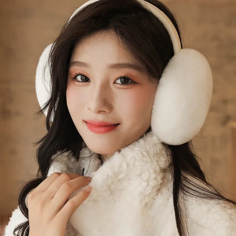Cozy Elegance with our Faux Rabbit Fur Earmuffs for Winter cute Headwear for Warmth, foldable Ear Muffs, Ear Warmer for women to protect your ears from cold weather snow skiing