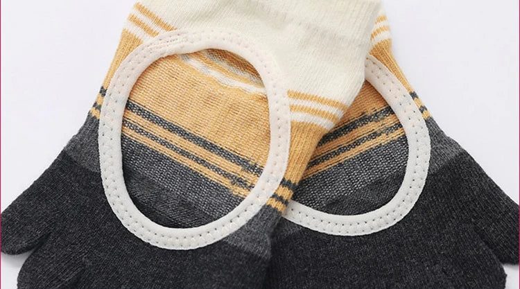 Luxurious silicone non-slip cotton yoga socks for women 5 toes to elevate your practice with style and comfort