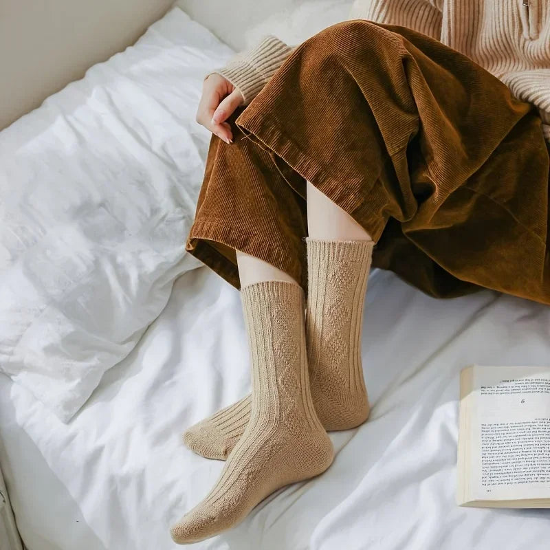 Versatile Wool Medium-Tube Socks for Women for Cozy Elegance 6 Pairs set