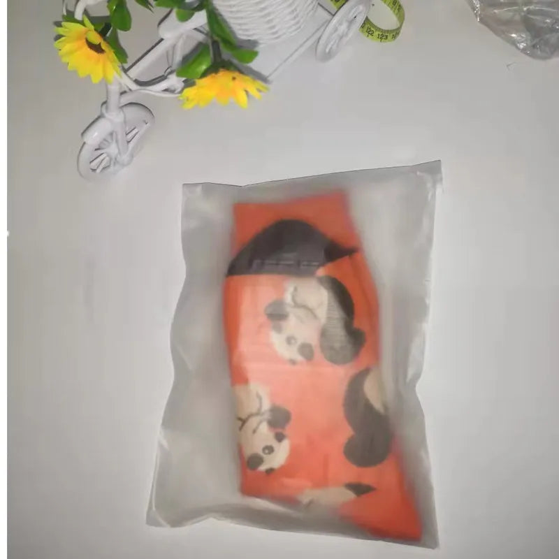 Women's or girl's middle tube cotton socks with animal and plant patterns, a colorful collection