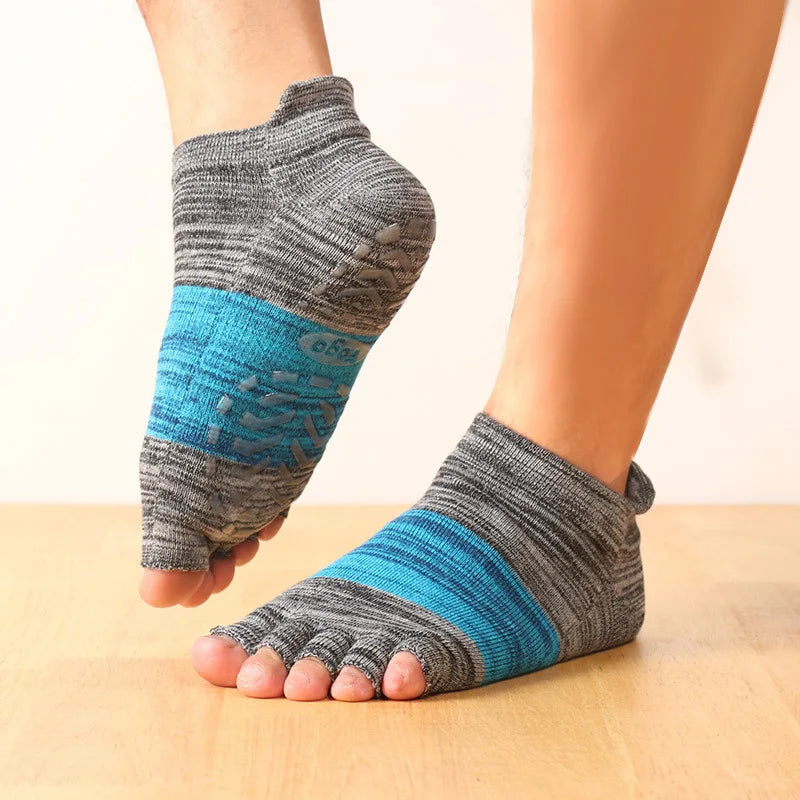 Full toe yoga socks cotton, cartoon design, silicone non-slip grip, perfect for pilates yoga barre workout or general fitness activities or workout