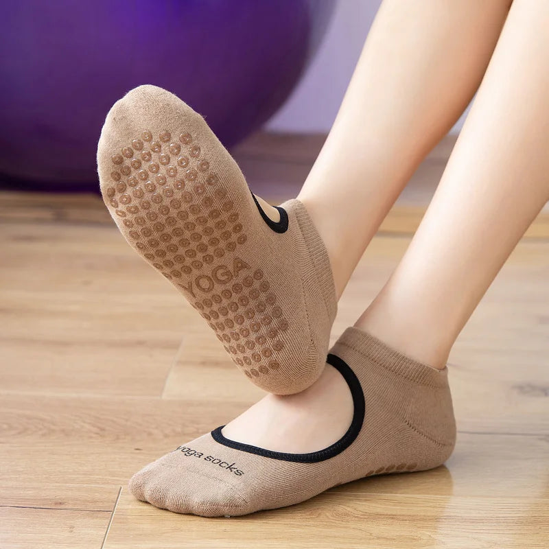 Women's backless yoga or pilates socks that are crafted for high-quality comfort, supreme elasticity, and anti-slip excellence in yoga, pilates, ballet, and dance-ONE SIZE FITS ALL