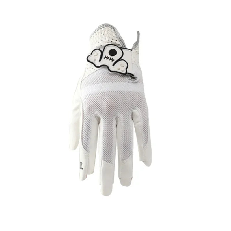 Chic and breathable women's golf sheepskin gloves for casual sports with exposed fingers and touchscreen capability