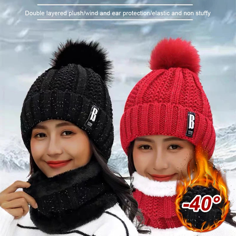 Elegant Women's Winter Knitted Scarf and Hat Set, Ensuring Warmth and Style in Cold Climates