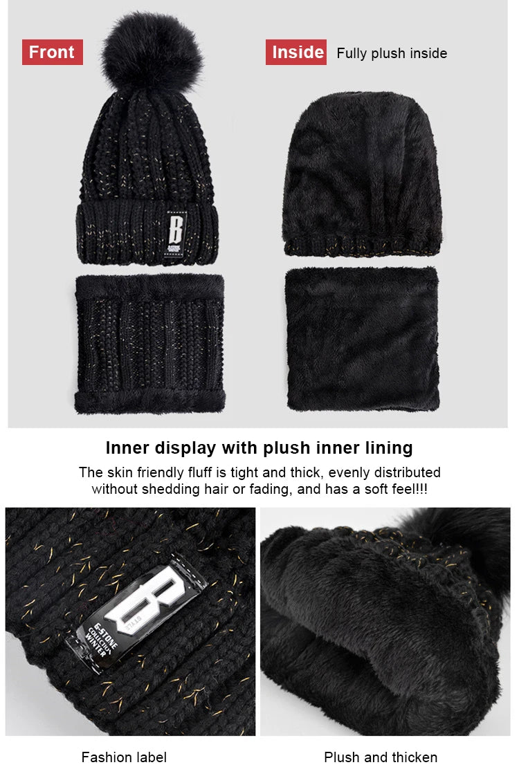 Elegant Women's Winter Knitted Scarf and Hat Set, Ensuring Warmth and Style in Cold Climates