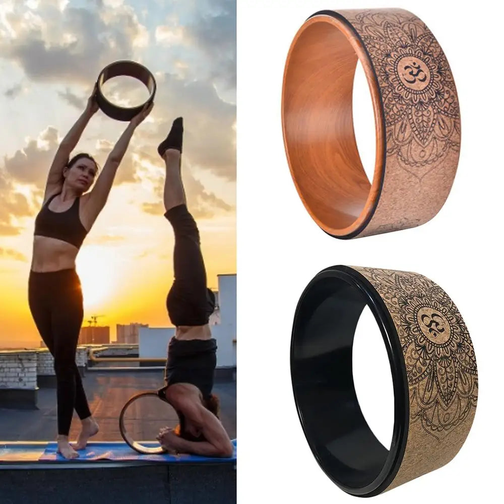 Enhance your practice with our premium natural cork yoga wheel: elevate back bending, stretching, and pilates with this hollow fitness circle - essential yoga accessory!