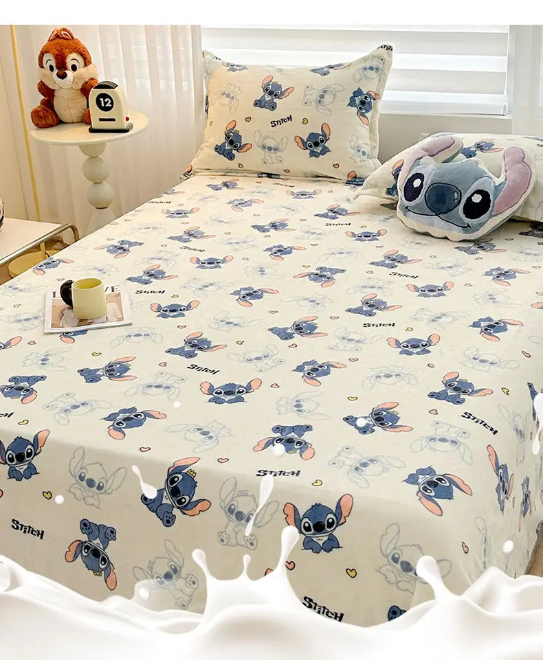 Disney Stitch plush blanket - soft coral fleece throw - kids blanket anime