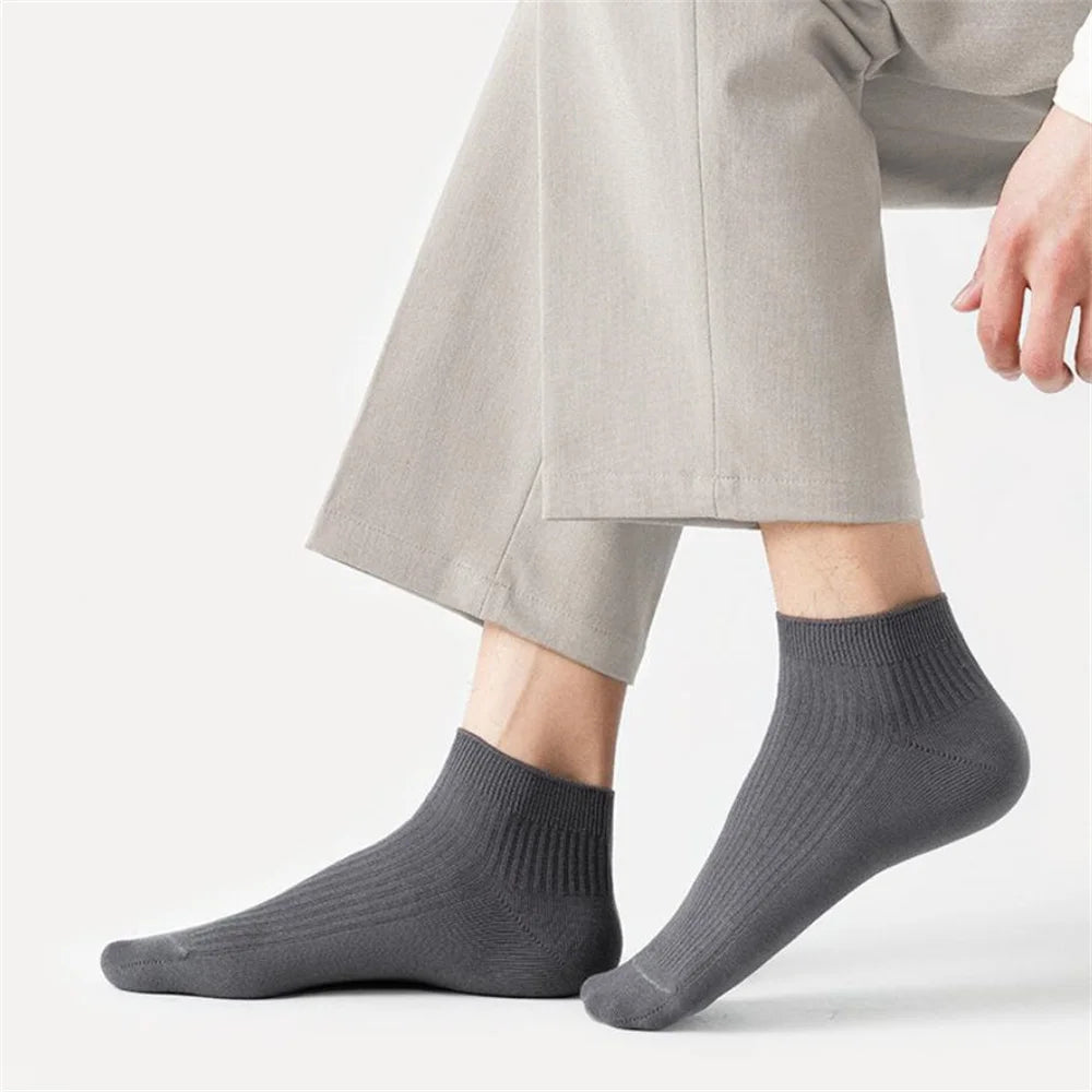 Premium ribbed cotton socks set of 5 pairs of high-quality short low tube sports socks for men and women