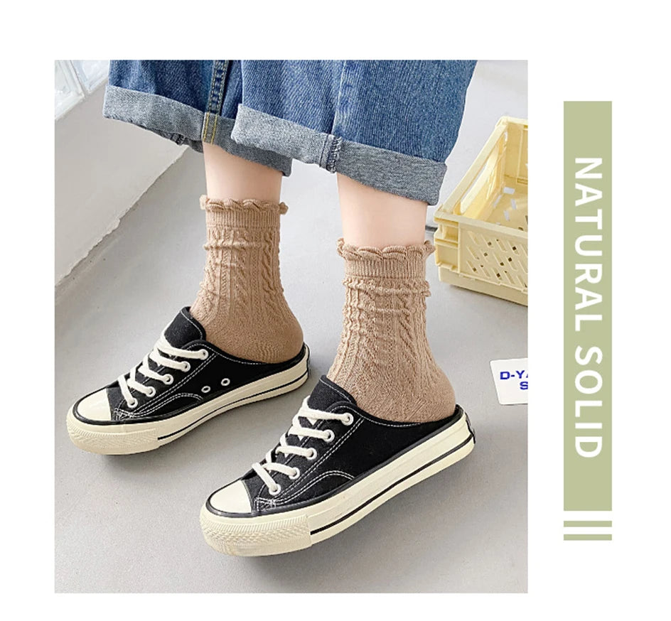 Chic striped women's mid-tube socks - 2 pairs set