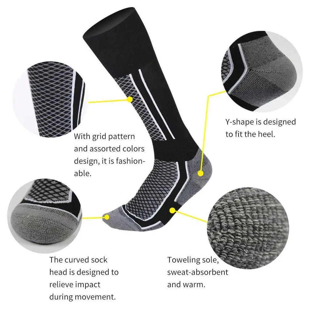 Dicke Skistrümpfe Socken für Damen, Herren, Kinder – Anti-Kälte-Outdoor-Hohe Sportsocken zum Skifahren, Wandern