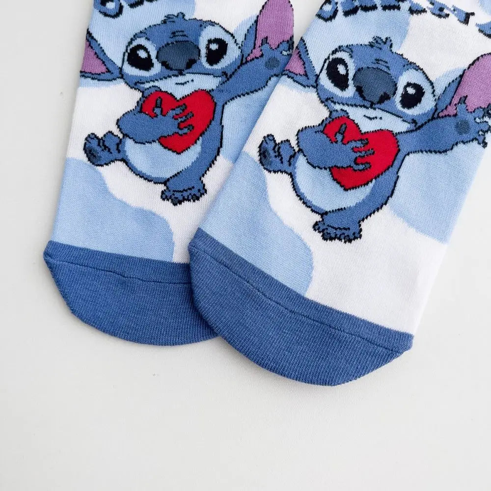Chaussettes de dessin animé Disney Stitch - Chaussettes en coton pour enfants, cadeaux de Noël Kawaii pour garçons ou filles